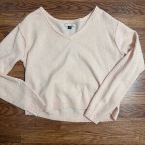 American Eagle Outfitters Light Pink V-Neck Sweater